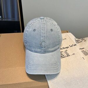 Celine Light Wash Denim Crystal C Logo Baseball Cap Adjustable